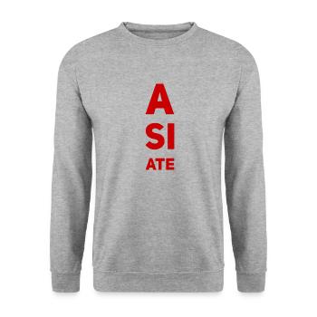 A SI ATE. Wonderful NEW Design by Maximum Design!! - Unisex Sweatshirt - salt & pepper - Front - Alina (178cm) & Michal (187cm)