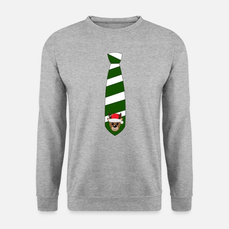 Krawatte / Schlips mit Rentier - Unisex Pullover - Weißgrau meliert