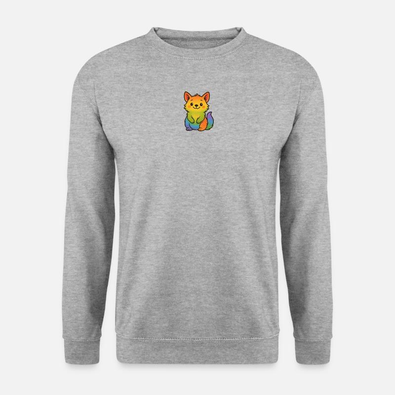 Bunter Regenbogen Fuchs - Unisex Pullover - Weißgrau meliert