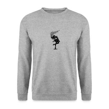 Schmetterling Elegant für alle Jahreszeiten - Unisex Pullover - Weißgrau meliert - Vorne - Alina (178cm) & Michal (187cm)