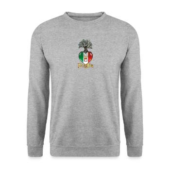 Cœur de racines des Pouilles - Sweat-shirt Unisexe - gris chiné - Devant - Alina (178cm) & Michal (187cm)