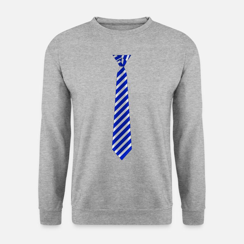 Krawatte gestreift Blau - Unisex Pullover - Weißgrau meliert