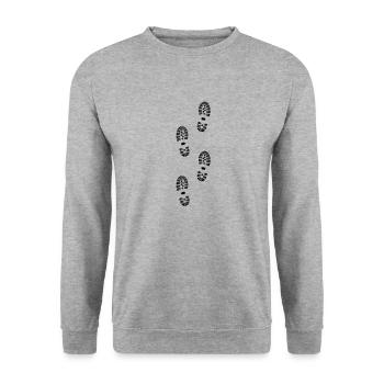Shoes, Shoe Print, Hiking - Unisex Sweatshirt - salt & pepper - Front - Alina (178cm) & Michal (187cm)