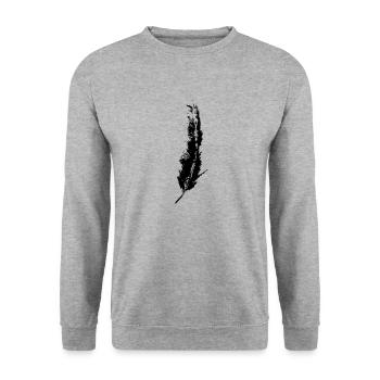 KEIKO Feder V Feather Freedom B W Schwarzweiss Bab - Unisex Pullover - Weißgrau meliert - Vorne - Alina (178cm) & Michal (187cm)