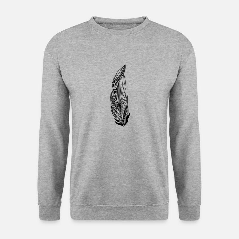 Mandala Feder - Unisex Pullover - Weißgrau meliert