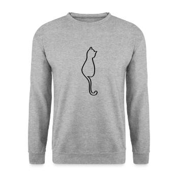 Katze - Unisex Pullover - Weißgrau meliert - Vorne - Alina (178cm) & Michal (187cm)