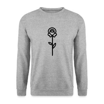 Rosa Blume - Unisex Pullover - Weißgrau meliert - Vorne - Alina (178cm) & Michal (187cm)