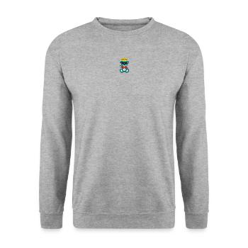 Pixel MiniBärenkönig - Unisex Pullover - Weißgrau meliert - Vorne - Alina (178cm) & Michal (187cm)