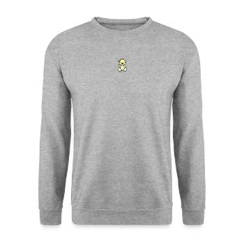 Pixel MiniBear Pastel Yellow - Sweat-shirt Unisexe - gris chiné - Devant - Alina (178cm) & Michal (187cm)