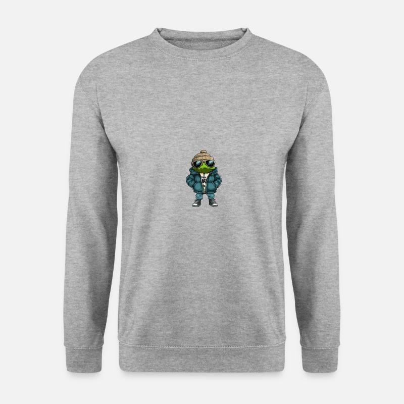 Frosch Winter Comic - Unisex Pullover - Weißgrau meliert