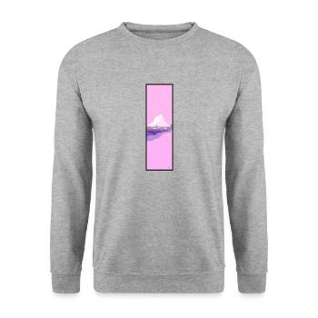 Pinker Strand - Unisex Pullover - Weißgrau meliert - Vorne - Alina (178cm) & Michal (187cm)