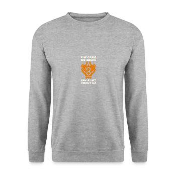 Tuning displacement car tuner gift for anyone who - Unisex Sweatshirt - salt & pepper - Front - Alina (178cm) & Michal (187cm)