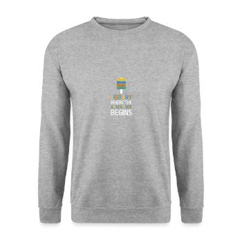 Adventure Begins At Your Library - Unisex Sweatshirt - salt & pepper - Front - Alina (178cm) & Michal (187cm)