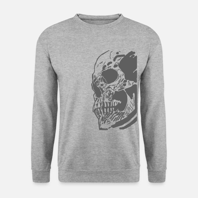 Skull, totenkopf, schädel, mensch, tod, Geschenk - Unisex Pullover - Weißgrau meliert