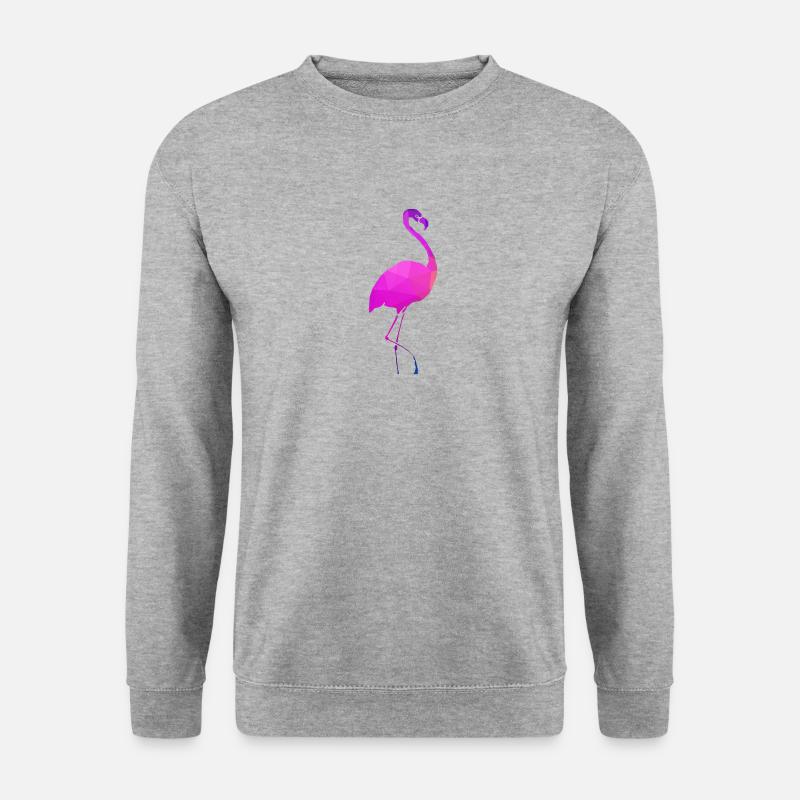Polygon Flamingo Geschenkidee - Unisex Pullover - Weißgrau meliert