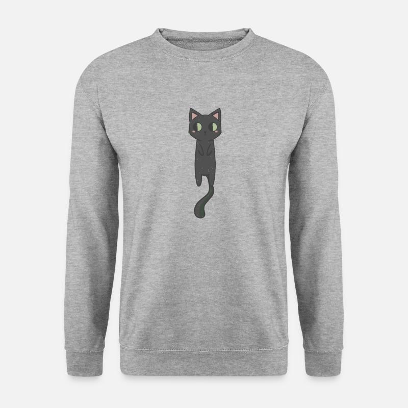 Süße schwarze Katze - Unisex Pullover - Weißgrau meliert
