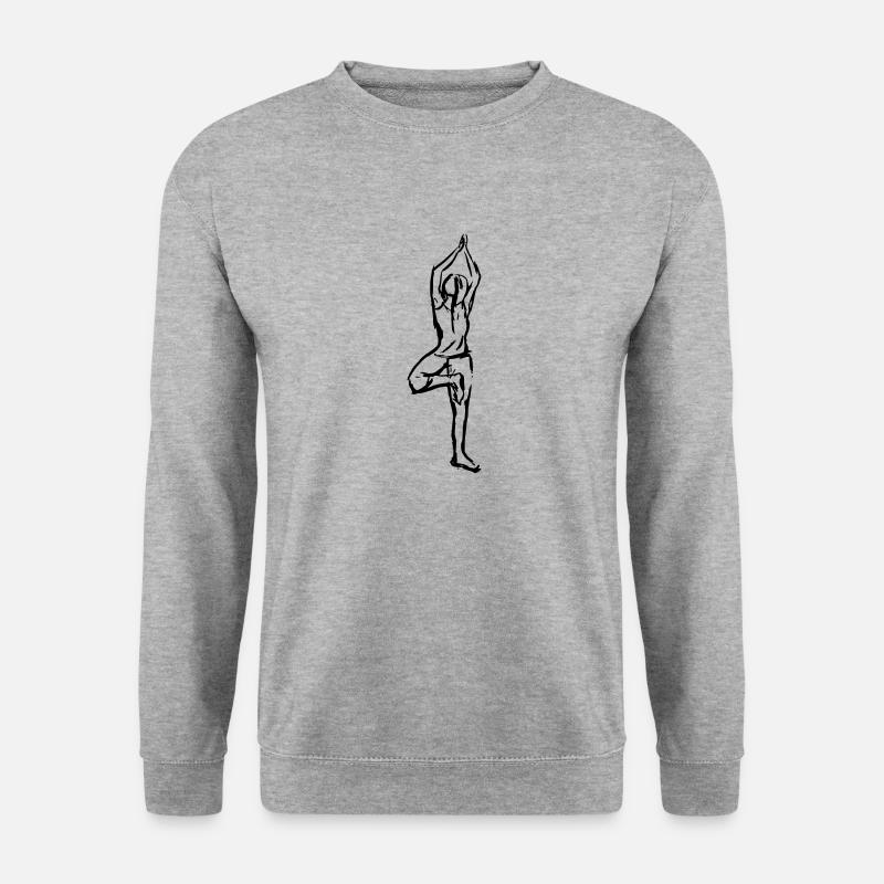 Zeichnung Dame Yoga Übung Der Baum - Unisex Pullover - Weißgrau meliert