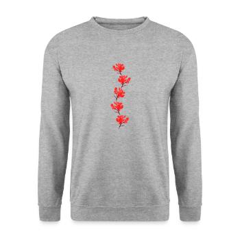 rote Blumen - Unisex Pullover - Weißgrau meliert - Vorne - Alina (178cm) & Michal (187cm)