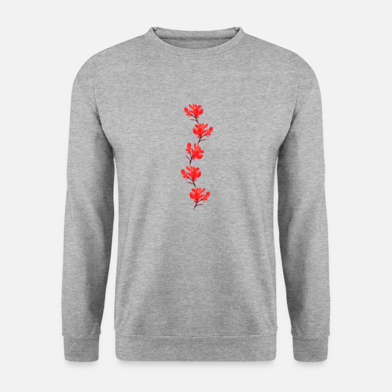 rote Blumen - Unisex Pullover - Weißgrau meliert