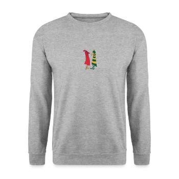 Lustige Hühnchen - Unisex Pullover - Weißgrau meliert - Vorne - Alina (178cm) & Michal (187cm)