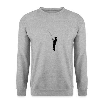 Angler - Unisex Pullover - Weißgrau meliert - Vorne - Alina (178cm) & Michal (187cm)