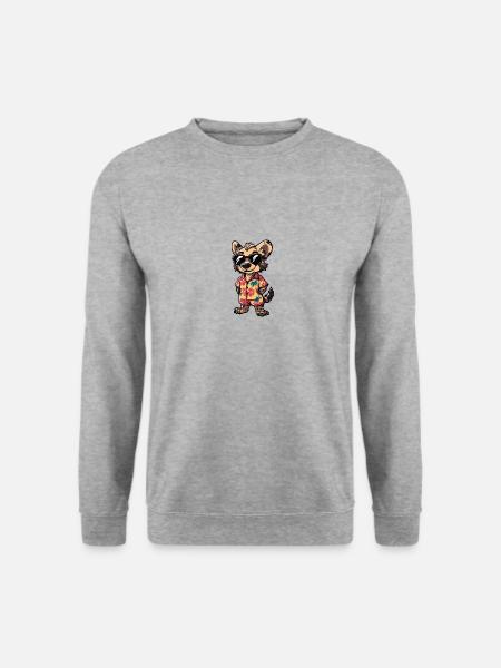 Hyäne Comic Urlaub - Unisex Pullover - Weißgrau meliert