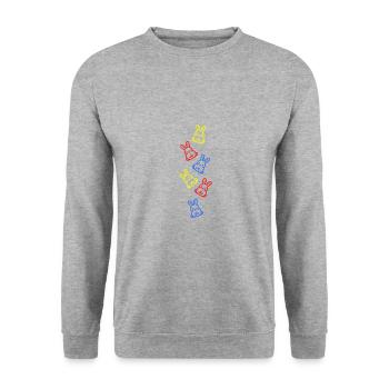 Hase Bunt Osterhase Symbol Ostern - Unisex Pullover - Weißgrau meliert - Vorne - Alina (178cm) & Michal (187cm)