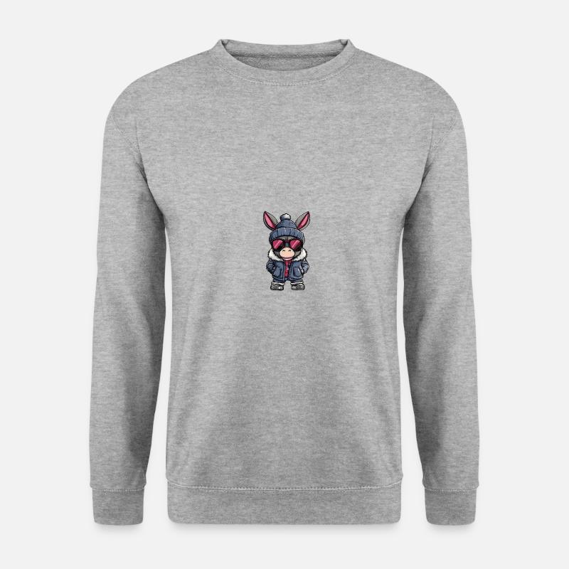Esel Winter - Unisex Pullover - Weißgrau meliert