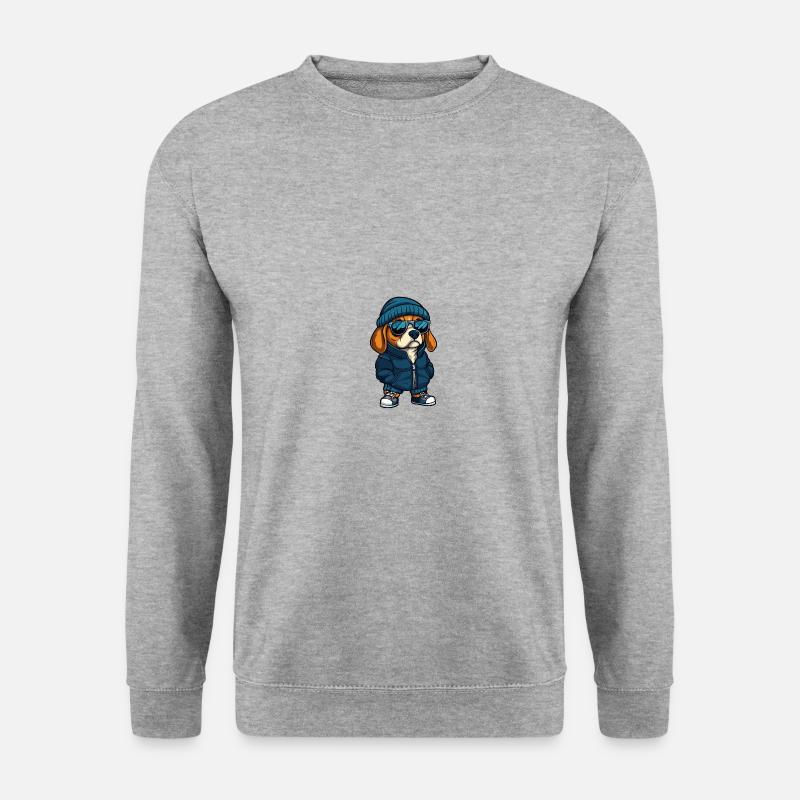 Beagle Hund Winter - Unisex Pullover - Weißgrau meliert
