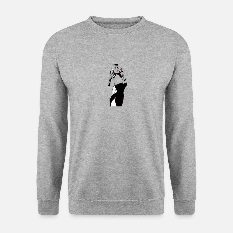 Schau mich so an... - Unisex Pullover - Weißgrau meliert
