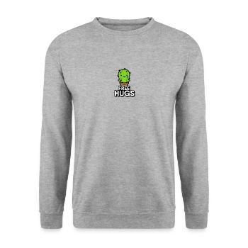 Adorable Cartoon Cactus Digital Drawing - Offering - Unisex Sweatshirt - salt & pepper - Front - Alina (178cm) & Michal (187cm)