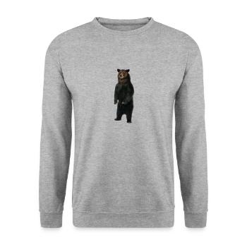 Stehender Bär - Unisex Pullover - Weißgrau meliert - Vorne - Alina (178cm) & Michal (187cm)