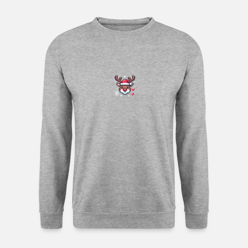 8 Bit Christmas Reindeer Head - Unisex Sweatshirt - salt & pepper