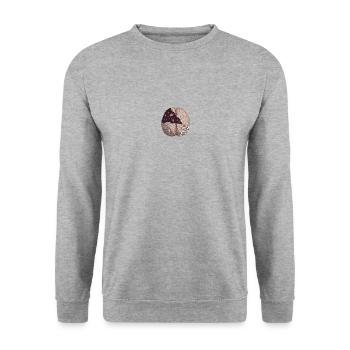 Träumender Astronaut - Illustration träumt Gehirn - Unisex Pullover - Weißgrau meliert - Vorne - Alina (178cm) & Michal (187cm)
