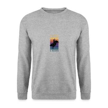 Rodeo Cowboy Stierreiter Reiten Geschenk - Unisex Pullover - Weißgrau meliert - Vorne - Alina (178cm) & Michal (187cm)