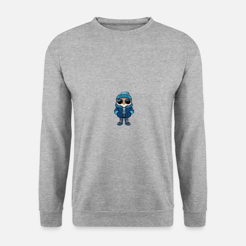 Eule Winter Comic - Unisex Pullover - Weißgrau meliert