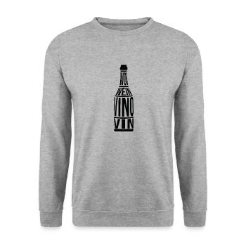 Weinflasche Woi Pfalz Wein Vino Schorle Pfälzer - Unisex Pullover - Weißgrau meliert - Vorne - Alina (178cm) & Michal (187cm)