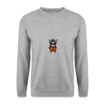 French Buldog Dog Winter Comic - Unisex Sweatshirt - salt & pepper - Front - Alina (178cm) & Michal (187cm)