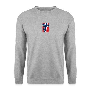 Norwegen Nationalflagge - Unisex Pullover - Weißgrau meliert - Vorne - Alina (178cm) & Michal (187cm)