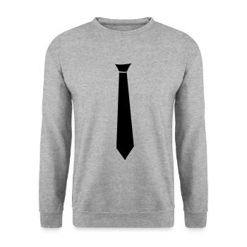 Krawatte - Unisex Pullover - Weißgrau meliert - Vorne - Alina (178cm) & Michal (187cm)