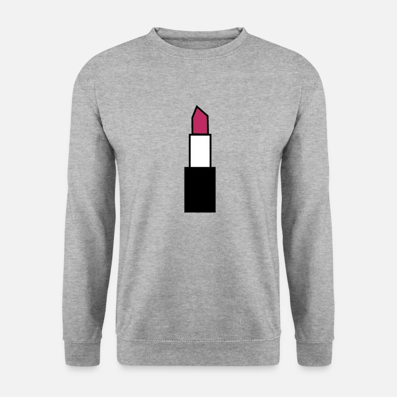 Lippenstift Lippen - Unisex Pullover - Weißgrau meliert