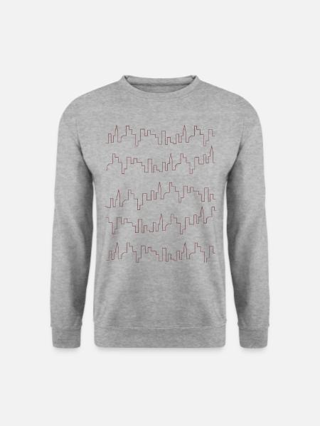 Hochhäuser Skylines Design als Geschenkidee - Unisex Pullover - Weißgrau meliert