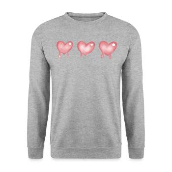 Herzen Herz - Unisex Pullover - Weißgrau meliert - Vorne - Alina (178cm) & Michal (187cm)