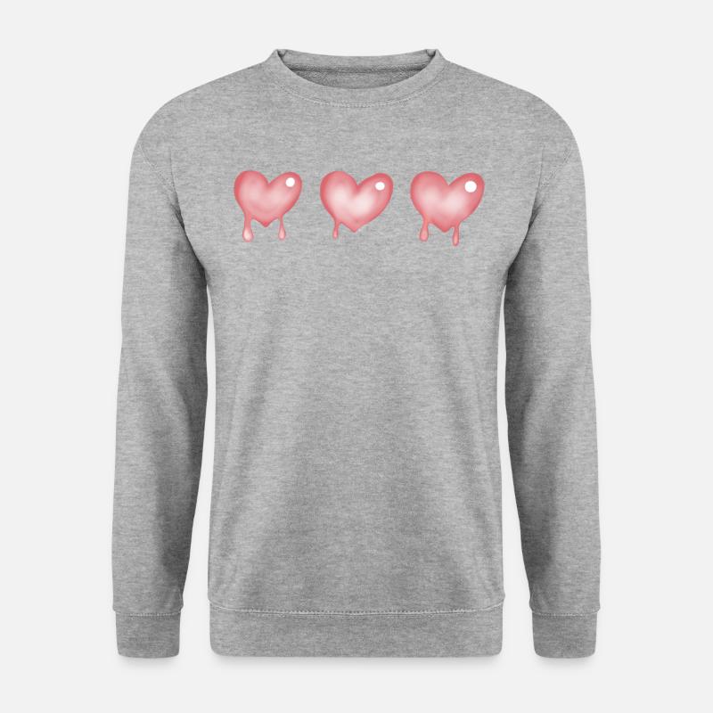 Herzen Herz - Unisex Pullover - Weißgrau meliert