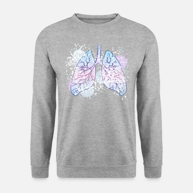 Lunge Bronchien - Unisex Pullover - Weißgrau meliert
