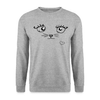Animal chat - Sweat-shirt Unisexe - gris chiné - Devant - Alina (178cm) & Michal (187cm)
