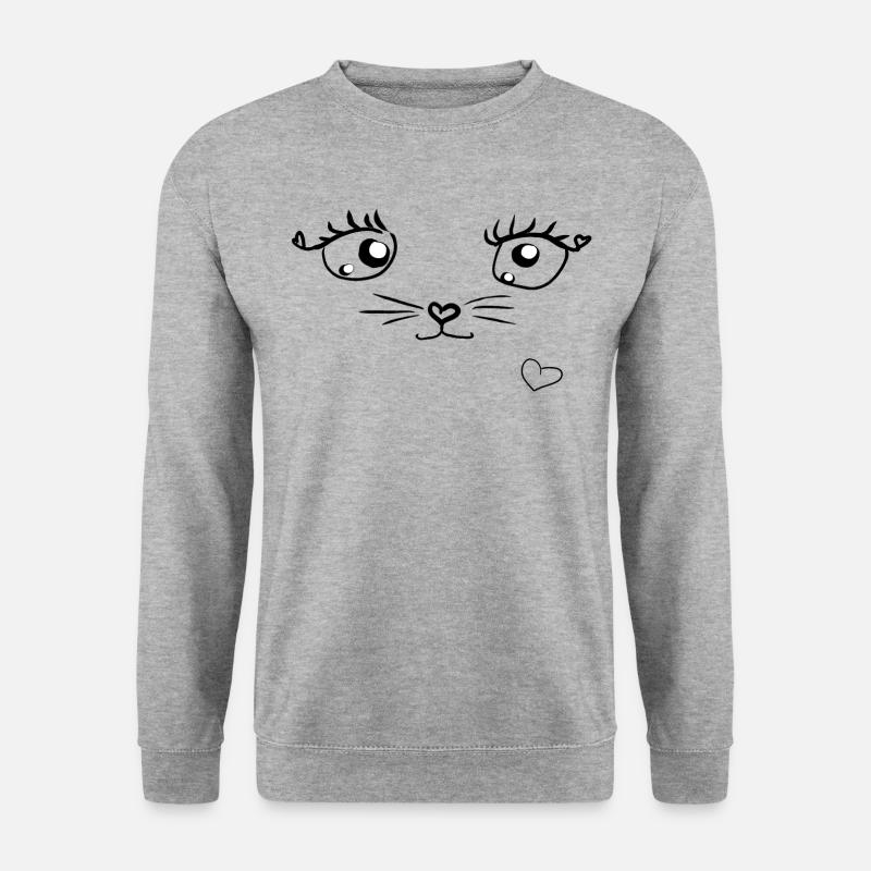Katze Tier - Unisex Pullover - Weißgrau meliert