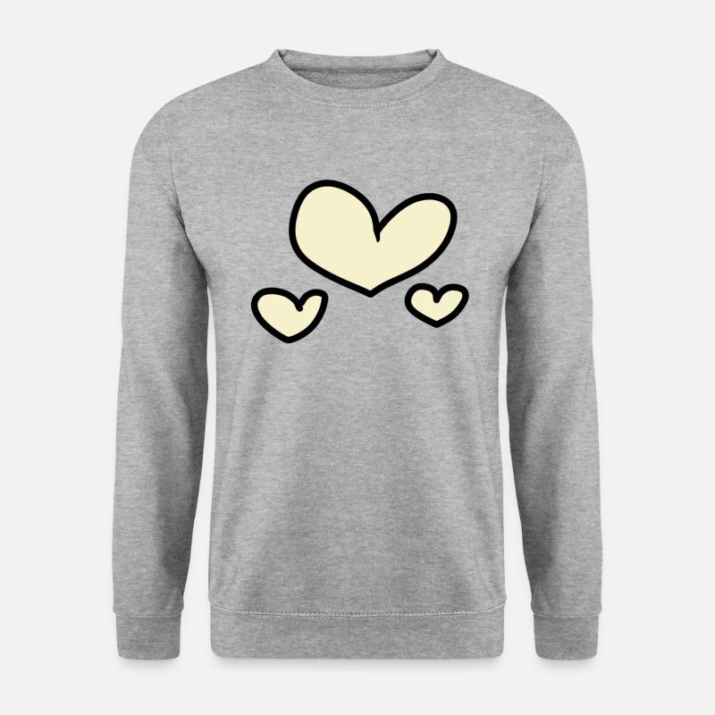 gelbe Herzen - Unisex Pullover - Weißgrau meliert