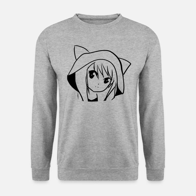 Anime Mädchen Manga - Unisex Pullover - Weißgrau meliert