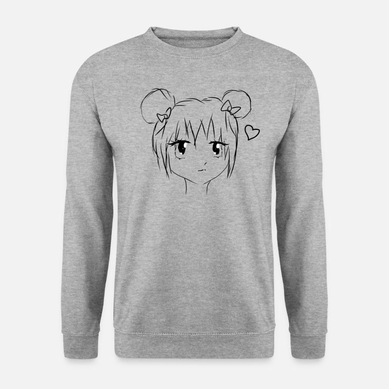 Manga Mädchen - Unisex Pullover - Weißgrau meliert
